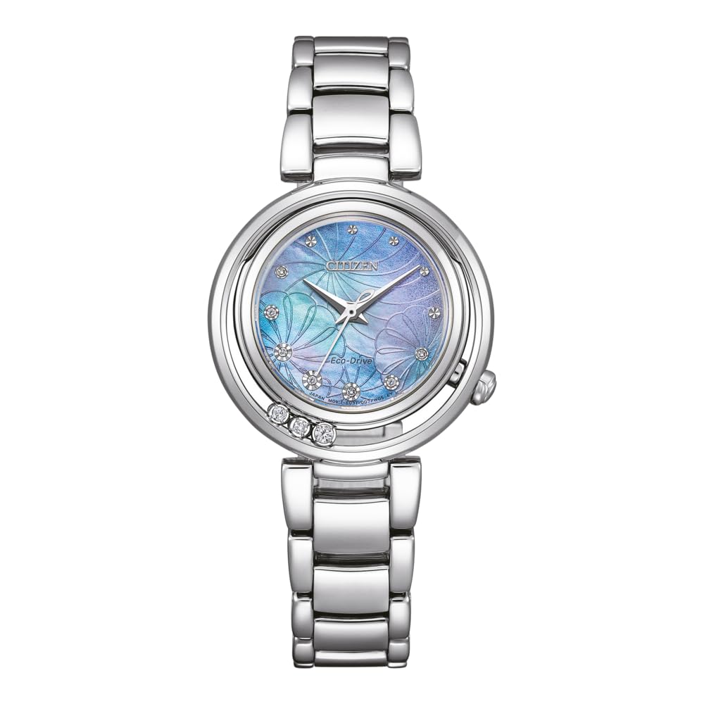 Citizen L Eco-Drive Diamond Mother of Pearl Blue Dial Ladies Watch EM1110-81N