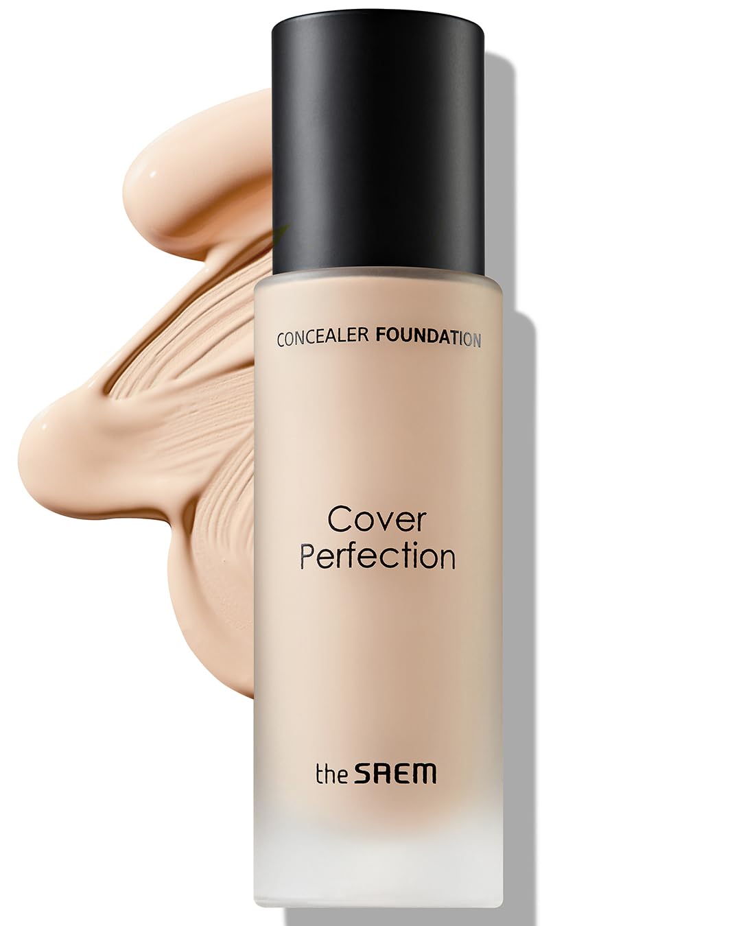 THESAEM Cover Perfection Concealer Foundation - 24H Coverage, Light Liquid Texture - Ideal for Oily, Combination Skin, Provides Semi-Matte, Smooth Finish, 1.01 fl.oz. (1.0 Clear Beige)