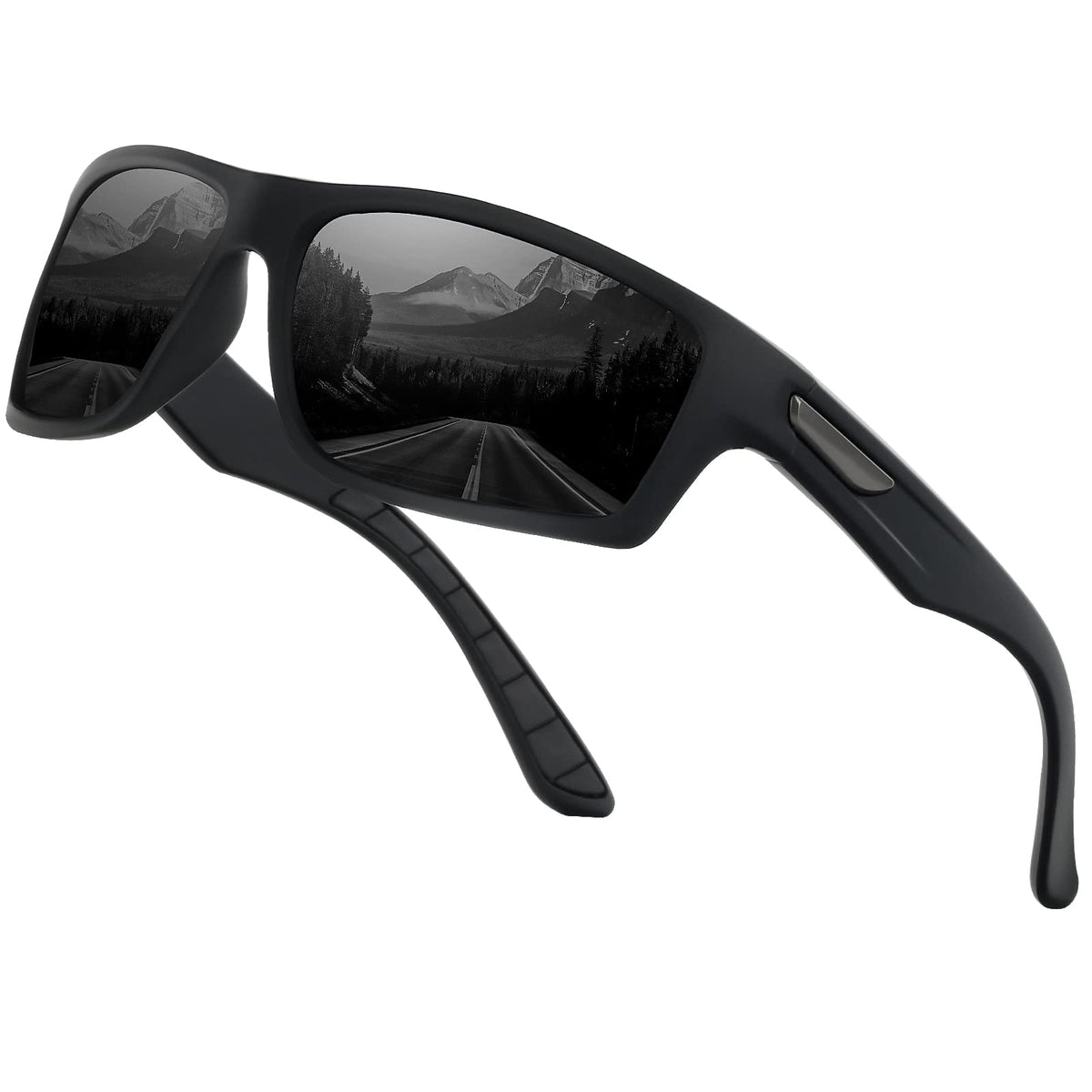 WASAIKKU Polarized Sunglasses for Men Women Classic Fashion Sunglasses Baseball Cycling Driving Fishing Golf Mens Sunglasses with UV Protectio - Black Frame With Black Lens