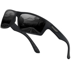 WASAIKKU Polarized Sunglasses for Men Women Classic Fashion Sunglasses Baseball Cycling Driving Fishing Golf Mens Sunglasses with UV Protectio - Black Frame With Black Lens