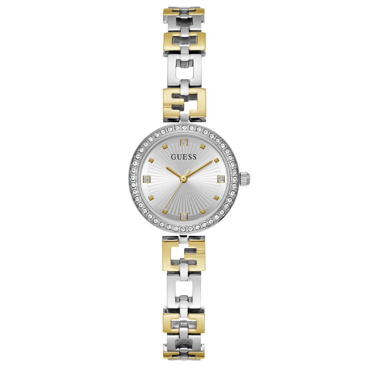 GUESS Women's 26mm Watch - Two-Tone G-Link Silver Dial Silver Case
