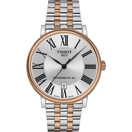 Tissot mens Carson Auto Stainless Steel Dress Watch Rose Gold 5N,Grey T1224072203300