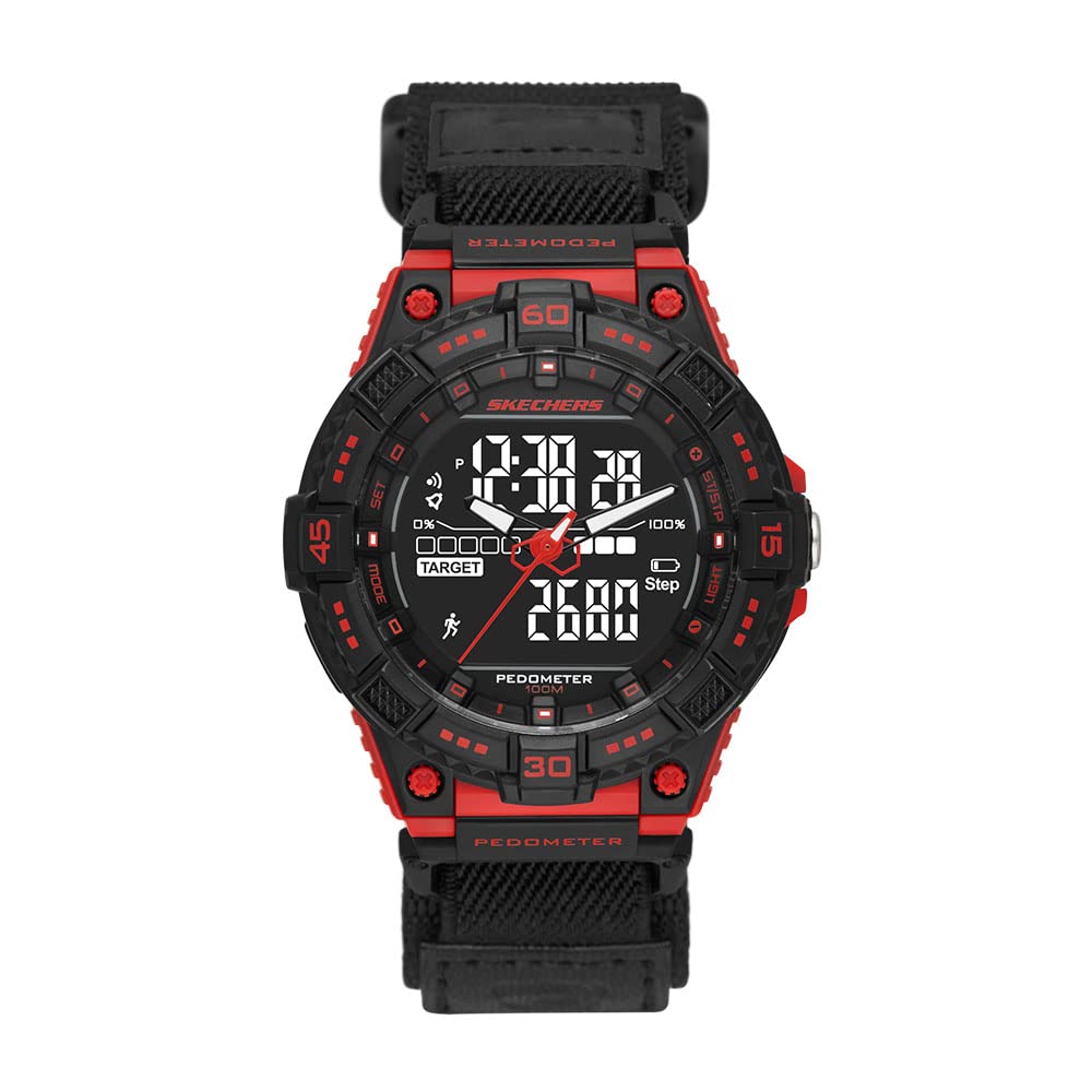 Skechers Casual Digital Watch for Men - Youngs Black/Red