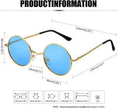 KANASTAL Hippie Round Polarized Sunglasses for Women Men, Small Circle Sun Glasses Classic Vintage Retro Shades Metal Frame UV400 Protection