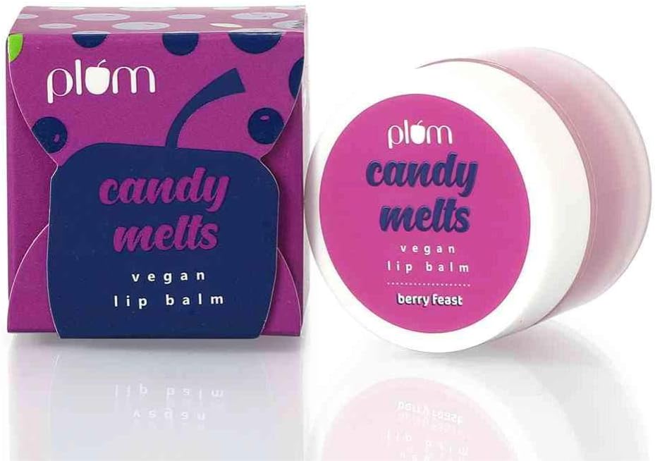 Plum Lip Balm, Candy Melts Vegan Lip Balm | Berry Feast | With Natural UV Protection, Ultra Moisturization & Added Shine for Lips | 100% Cruelty Free