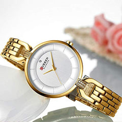 CURREN 9052 Rhinestone Elegant Design Women Wrist Watch Casual Style Quartz Watch