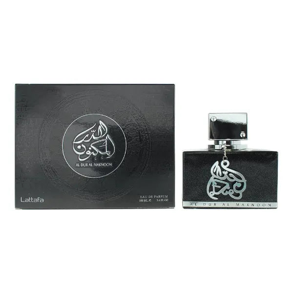 Lattafa Al Dur Al Maknoon Silver Eau de Parfum Spray Long-Lasting Fragrance for Unisex, Fruity, Woody, Leather, Amber - 3.40 Ounce / 100 ml