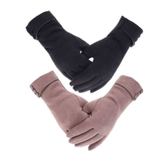 Tomily Womens Touch Screen Phone Fleece Windproof Gloves Winter Warm Wear - Black / khaki