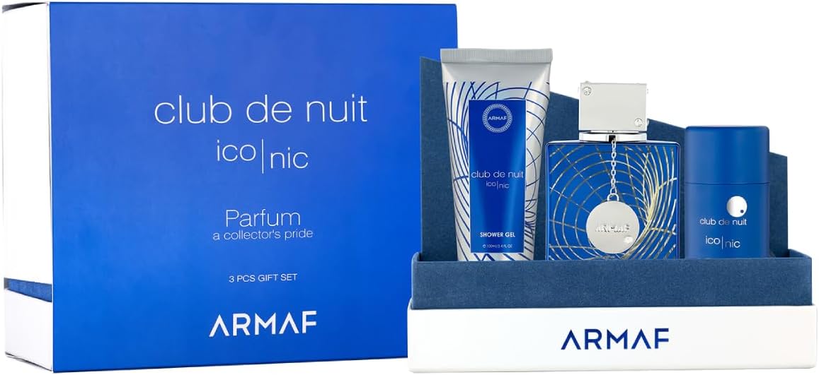 Armaf Club De Nuit Iconic Blue Perfumes for Men, Parfum A Collector Pride, 3 Pieces Gift Set, Eau De Parfum 105ml, Shower Gel 100ml, Deodorant Stick 75g