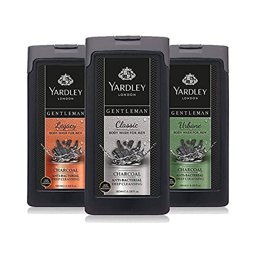 Yardley London Gentleman Antibacterial Deep Cleansing Charcoal Body Wash - 1 Classic & 2 Legacy, 180 ml (Pack of 3)