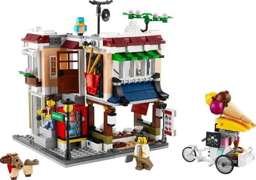 LEGO Creator 3in1 Downtown Noodle Shop 31131 Building Toy Set for Boys, Girls, and Kids Ages 8+; Features a Townhouse, Bike Shop or Arcade (569 Pieces)