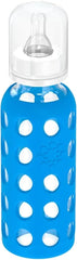 Lifefactory BPA-Free Glass Baby Bottle with Protective Silicone Sleeve and Stage 1 Nipple 9 Ounce Blue 110008