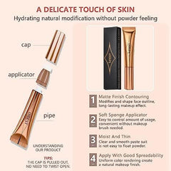 MAKINGTEC 4 Colors Liquid Contour Beauty Wand Set with Cushion Applicator,Highlighter & Blush, Waterproof Contour Pen, Highlighter Stick, Blush Stick Easy to Create 3D Face Makeup Natural Matte Finish