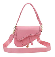 PURFANREE Women Trendy Saddle Shoulder Bag Clutch Purse Underarm Handbag Satchel HandBag Crossbody Bag - Pink