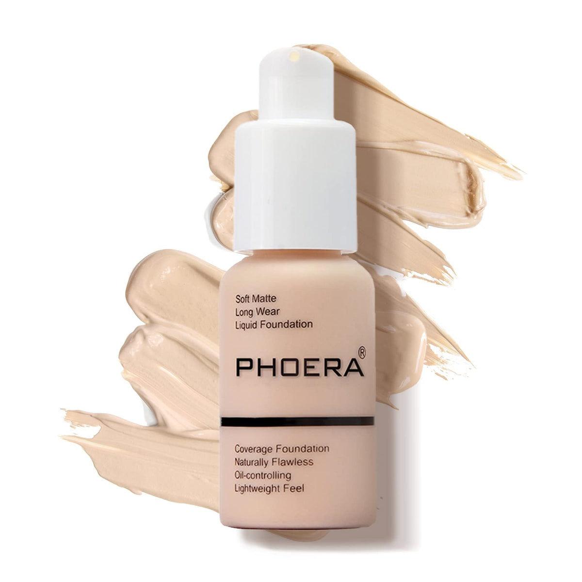 PHOERA Foundation Makeup Naturally Liquid Foundation Full Coverage Mattle Oil-Control Concealer 8 Colors Optional,Great Choice For Gift (#101 Porcelain)