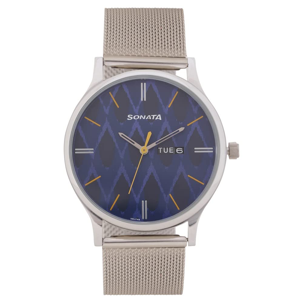 Sonata KnotMen Watch - 77105SM04, Steel Colour