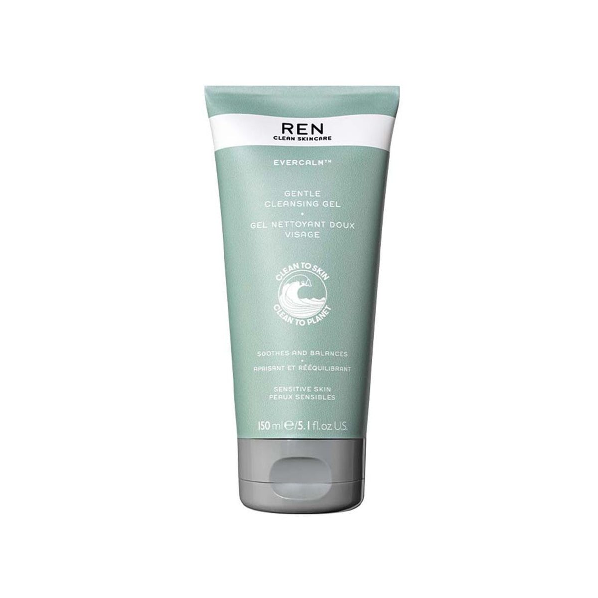 Ren Clean SkinCare Evercalm Gentle Cleansing Gel for Sensitive Skin, 150ml - Non-Stripping Face Wash with Prebiotics and Beta-Glucan, Soothing Cleanser for Redness Relief and Daily Dirt Removal, Dermatologist-Tested