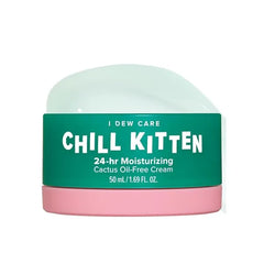 I DEW CARE Heartleaf Face Cream Chill Kitten Moisturizer with Moringa Seed, Prickly Pear, Aloe Vera Gel, Cactus Oil-Free, Glass Skin Look, Daily Use, for Dry Skin, 1.69 FL Oz