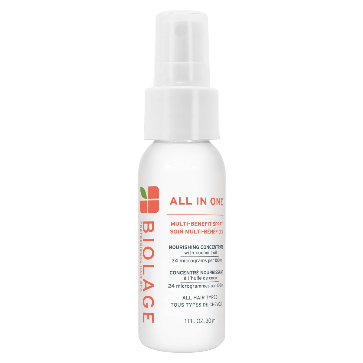Biolage All-In-One Coconut Infusion | Multi-Benefit Treatment Spray For All Hair Needs | With Coconut | For All Hair Types | Sulfate & Paraben-Free | Vegan | 1 Fl Oz (Pack of 1)
