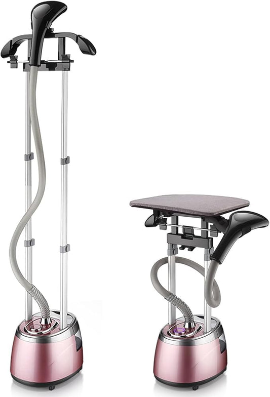 TDOO 2000W Standing Garment Steamer, Double Aluminum Rods, Ironing Board and Clothing Hanger, 2.5L Water Tank for Continuous Steaming, Steam Fabric Steamer for Wrinkles and Creases, Easy-roll Wheels