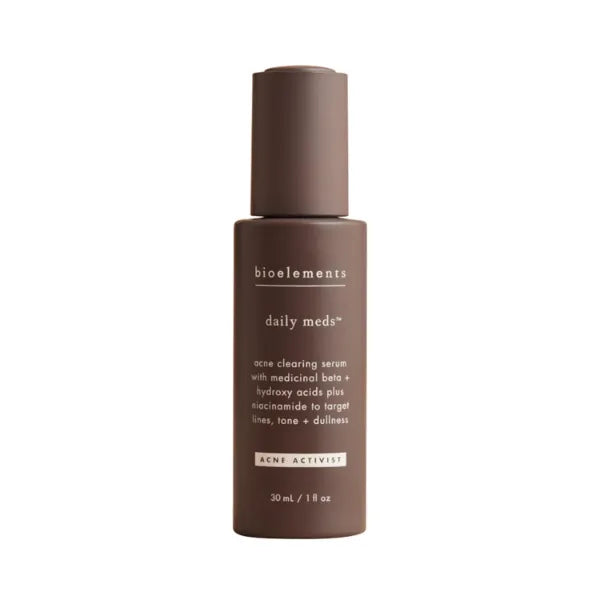 Bioelements Daily Meds, Acne Clearing Serum with Medicinal Beta + Alpha Hydroxy Acids and Niacinamide to Target Lines, Tone + Dullness, Vegan, Gluten Free, Never Tested on Animals - 1 fl oz