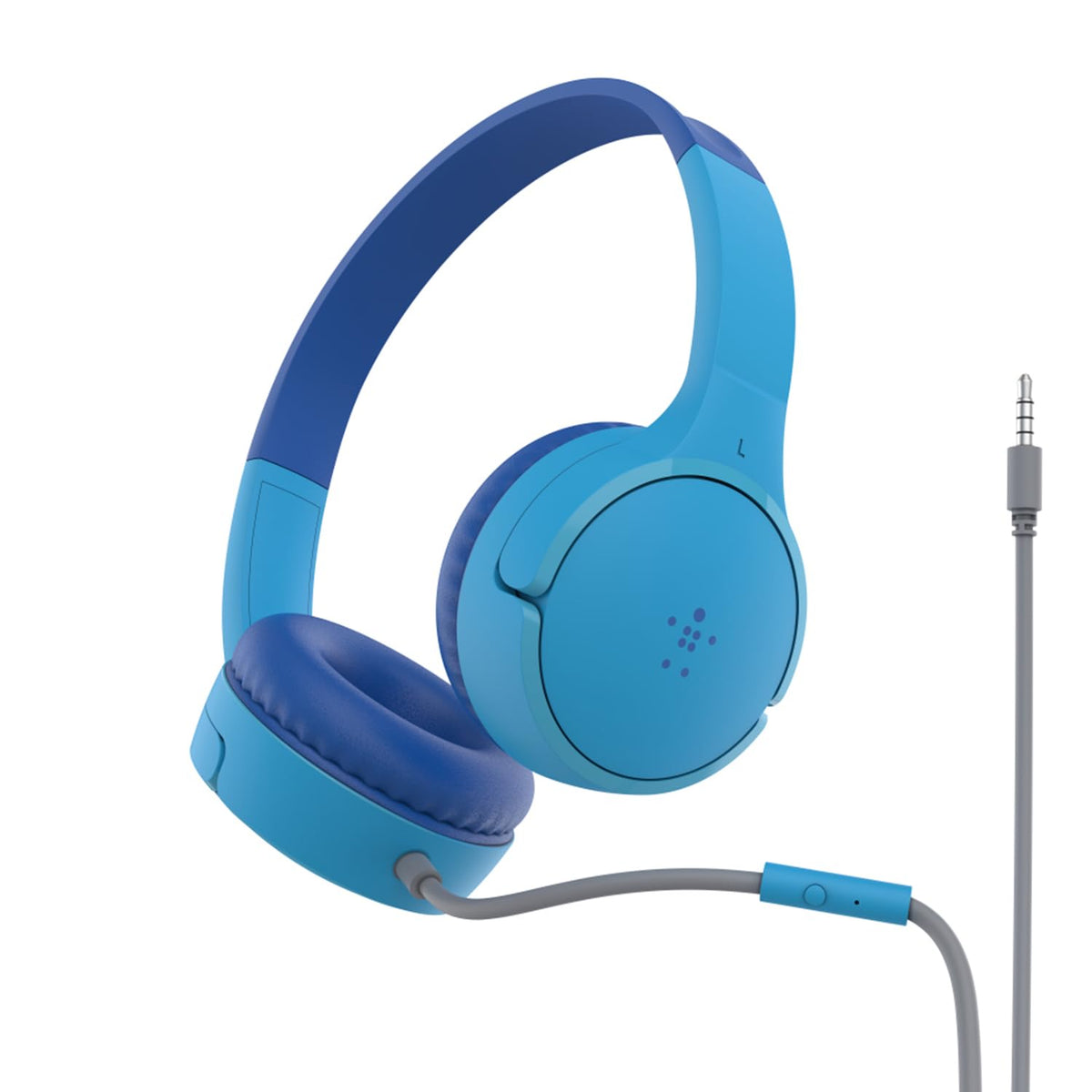 Belkin SoundForm Mini Wired On-Ear for Over-Ear Headset for Kids with inline Microphone for Online Learning, School, Travel, Play, For 3.5mm Compatible Devices - Blue