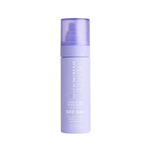 Naked Sundays SPF 50+ Hydrating Glow Mist SPF Setting Spray and Face Sunscreen, Hydrating Ultra-Fine Mist with Hyaluronic Acid for All Skin Types