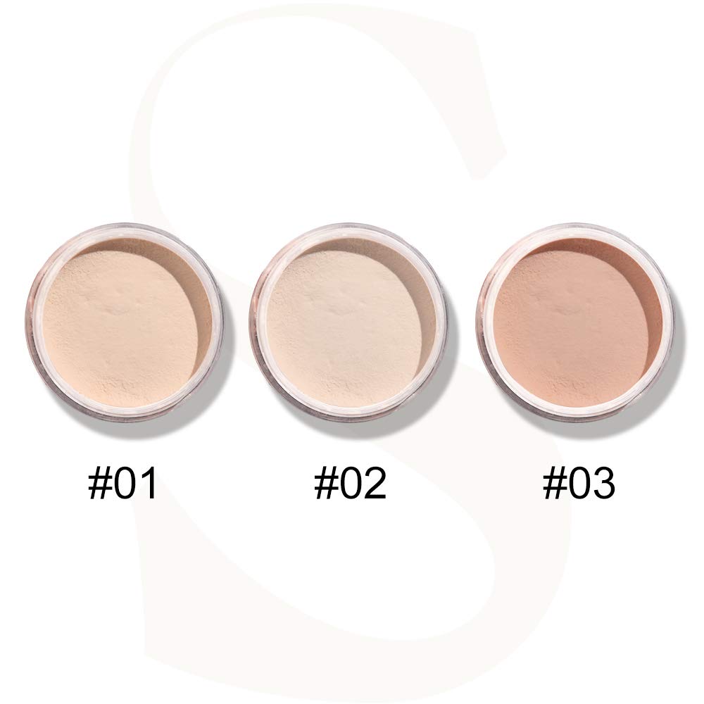 Oil Control Loose Powder Setting Make Up Waterproof Poreless Long Lasting Soft-Matte Face Powder Makeup, 0.32Oz (03)