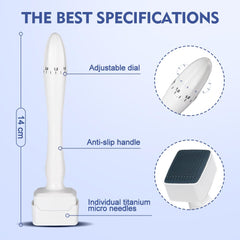 Baeskii Original Derma Beauty Pen Tool - Professional Adjustable Microneedling Pen for Men and Women - Derma Roller Alternative (White+)
