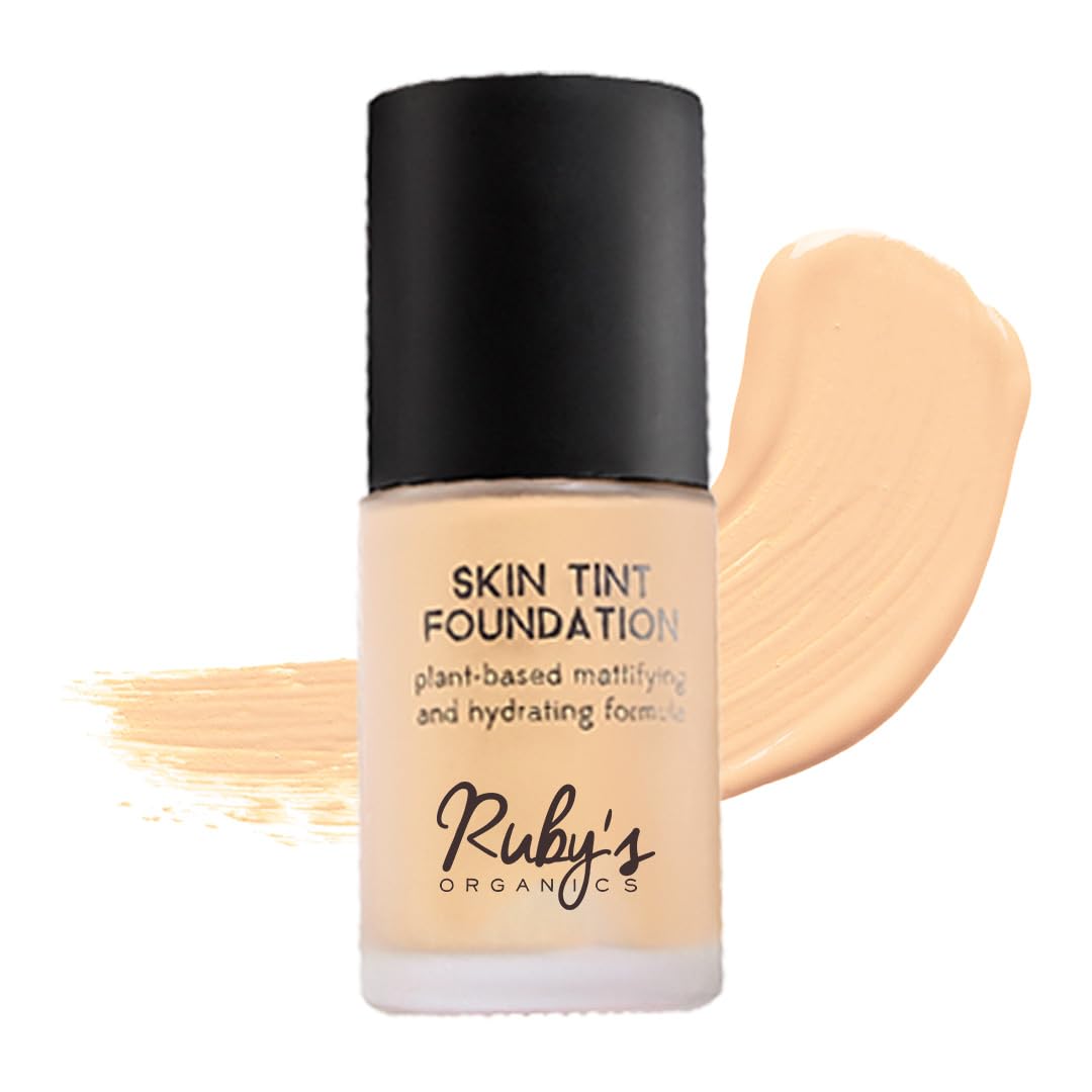 Ruby's Organics Liquid Foundation | Waterproof Full Coverage Long Lasting | Matte & Poreless, Full Coverage Blendable Normal to Oily Skin | Paraben and Synthetic Free| Shade LM 01.5, 30 ML