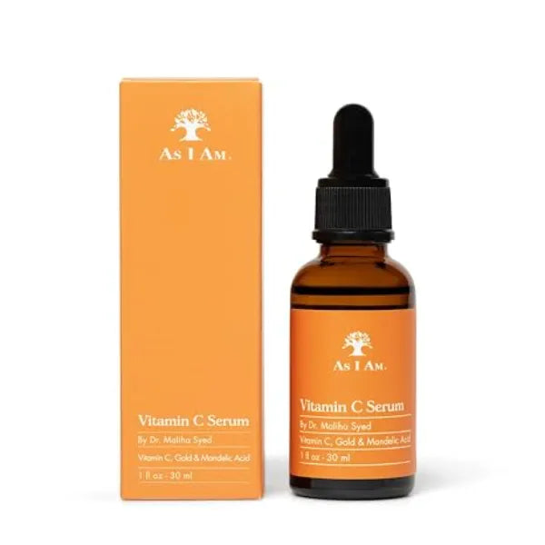 As I Am Vitamin C Serum for Face Brightens, Helps Even Skin Tone, Visibly Brightens Dark Spots, Hydrates & Promotes Radiant, Glowing Skin with 10% Vitamin C, Gold & Mandelic Acid, 1 fl oz