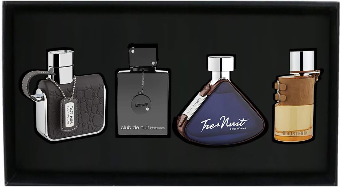 Armaf Men's Perfume Signature Collection, 4 Piece Set, Club De Nuit Intense Man EDT 105ml + Armaf Tag Him 100ml EDT + Armaf Hunter For Men 100ml EDP + Armaf Tres Nuit EDP 100ml, perfume for man