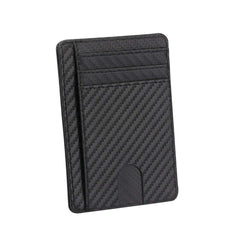 Stazh Slim Wallet - Minimalist Front Pocket RFID Blocking Leather Wallets for Men & Women - Carbon Black