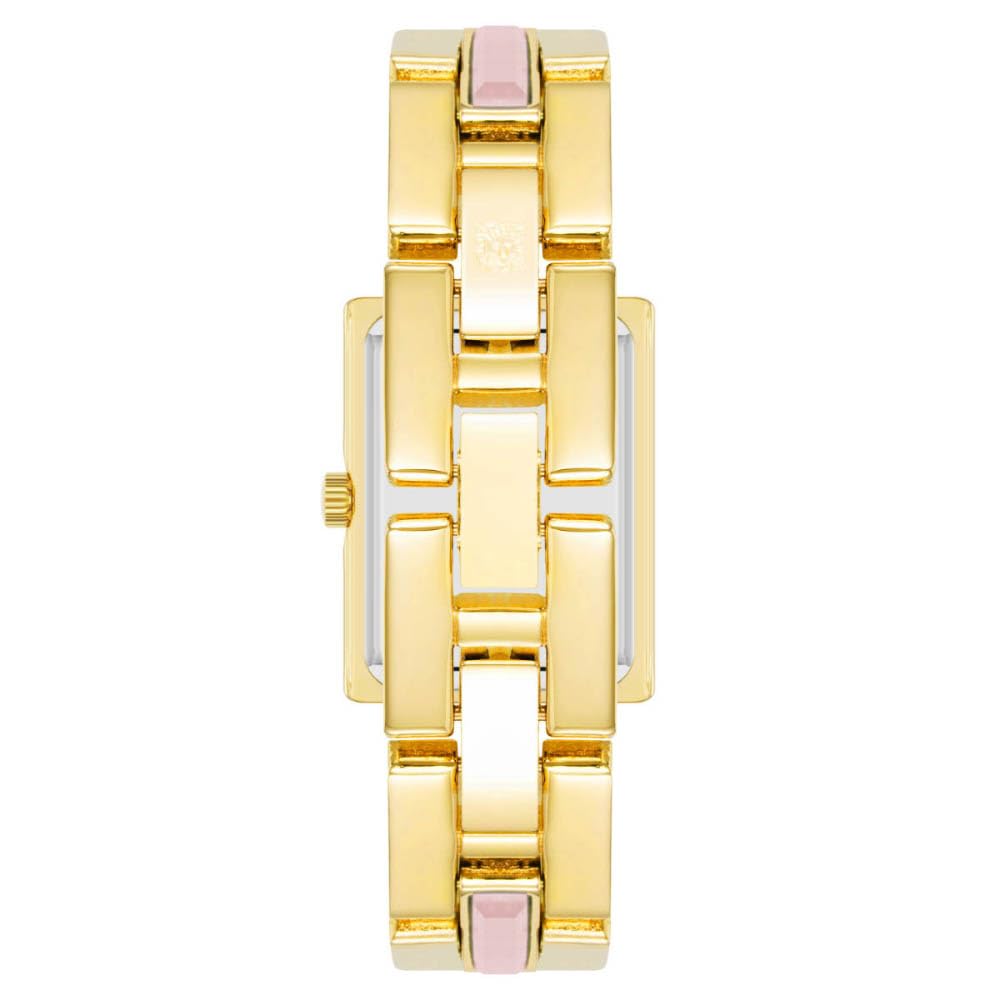 Anne Klein Rectangular Analog Watch for Women, 28 mm Size, Pink/Two Tone