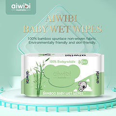 Aiwibi 100% Skin-friendly Bamboo Baby Wet Wipes 80 Sheets- Pack of 3 (240 Pcs) Baby Wipes Ultra-Soft Wet Wipes - Paraben & Alcohol Free for Newborns Sensitive Skin Diapers Wipes (Bamboo 240Pcs)