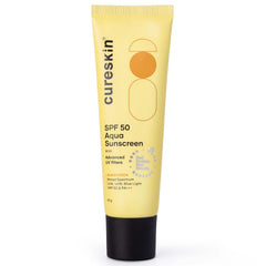 Cureskin SPF 50 Aqua Sunscreen with Advanced UV Filters | Broad Spectrum Sun, UVA, UVB, Blue Light Protection, SPF 50 & PA+++, 50 g (Pack of 1)