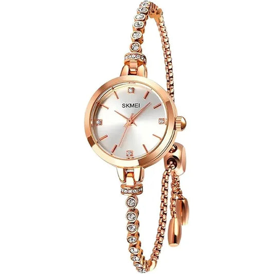 SKMEI Women Watches Bracelet Diamond Ladies Female Small Rose Gold Fashion Luxury Thin Waterproof Analog Quartz Casual Girls Wife Gifts - Multicolor