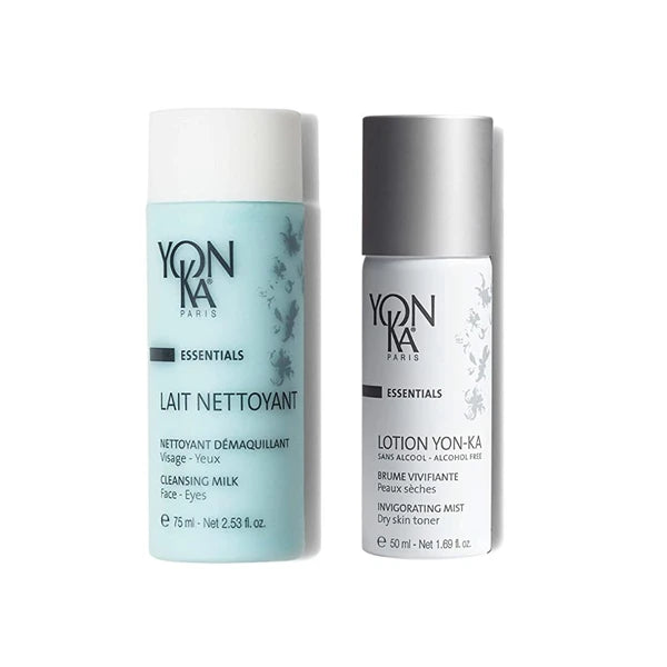 Yonka Lait Nettoyant Facial Cleanser & Makeup Remover with Travel Lotion PS Hydrating Face Toner | Travel Set 2.53 fl oz / 1.69 fl oz
