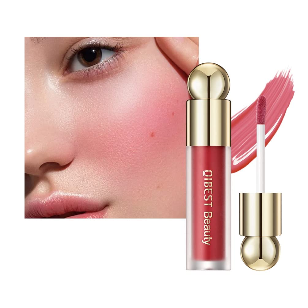 KANZA - Rose Cream Liquid Blush | Natural Matte Finish Looking, Dewy Cheek Tint | Soft Cream Face Blush Stick | Long-Wearing,Perfect Blending Liquid Blush Makeup for Cheeks|3.5g (#03 Sweet Bean)