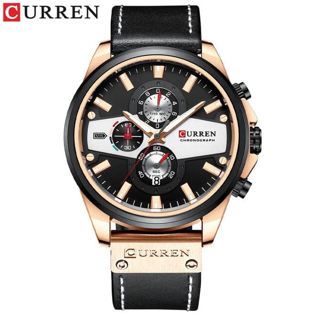 CURREN 8394 Casual Sport Watches for Men Top Brand Luxury Military Leather Wrist Watch Man Clock Fashion Chronograph Wristwatch BLACK