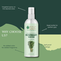 Bliss of Earth Rosemary Water for Hair Growth, Rosemary Water Spray for Hair Loss Treatment, 100% Natural Steam Distilled Rosemary Water for Skin Care, Helps Reduce Hair fall, Strengthens Hair – 100ml