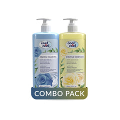 Cool & Cool Hand Wash Twin Pack (500Ml x 2)- Divine Essence and Exotic Bloom Scented Anti-Bacterial,Skin-Softening & Moisturizing Liquid Hand Wash 1Liter