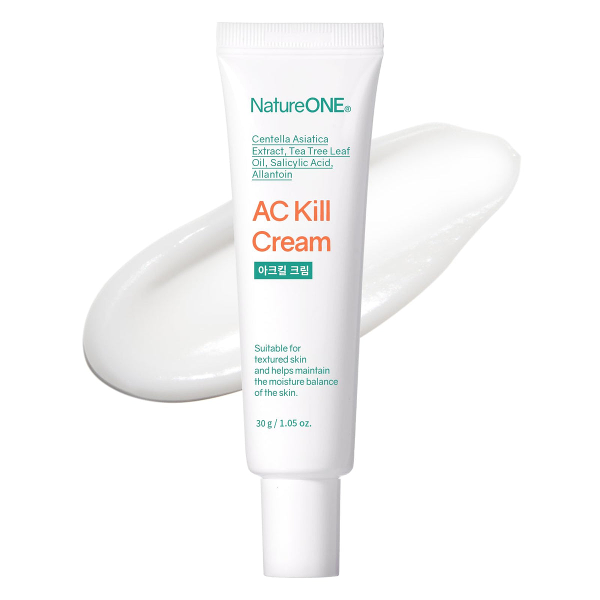 NATUREONE AC Kill Cream, BHA & Salicylic Acid Face Moisturizer, Niacinamide for Skin Care Support, Tea Tree Oil for Comforting Sensitive Skin, Korean Skincare, 30g, 1.05 oz