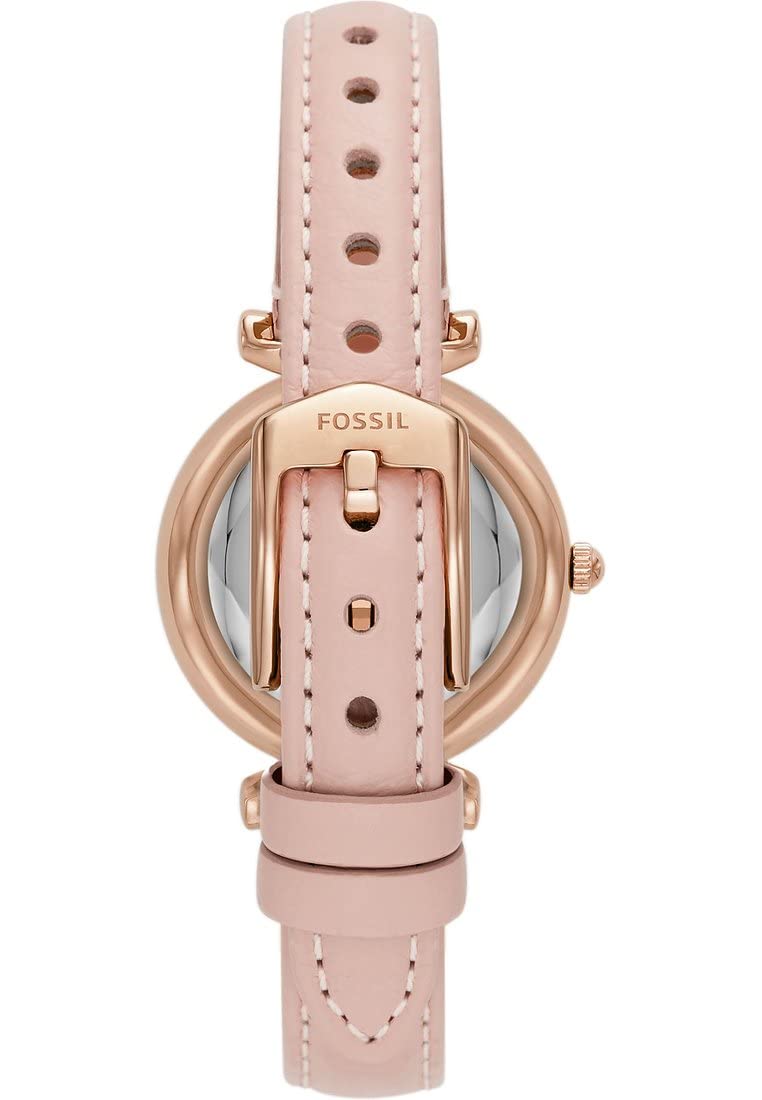 Fossil ES5268 Carlie Three-Hand Blush Eco Leather Analog Watch for Women, 28 mm Size, Pink