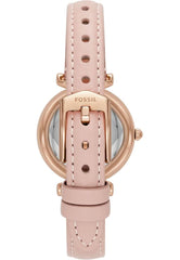 Fossil ES5268 Carlie Three-Hand Blush Eco Leather Analog Watch for Women, 28 mm Size, Pink