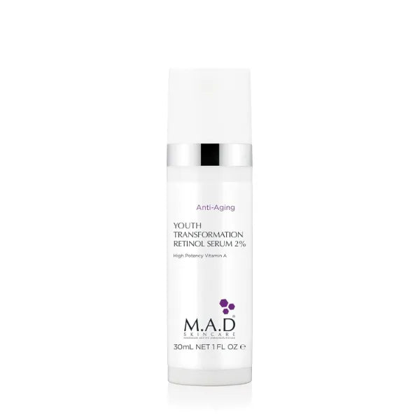 M.A.D Skincare Youth Transformation Retinol Serum 2% - Professional Anti-Aging Solution for Wrinkles & Acne-Prone Skin | Clears Blemishes & Large Pores | Hyaluronic Acid & Amino Acids | 1oz