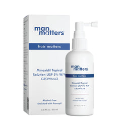 Man Matters Minoxidil 5% Solution Serum for Men with Procapil I Controls Hair Loss, Thinning I Revitalise Hair and Beard Regrowth I Alcohol Free, Non-Sticky, Unscented I Extra Strength I 60 ml