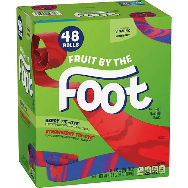 Fruit by the Foot Snacks, Berry Tie-Dye and Strawberry Variety Pack 48 ct.