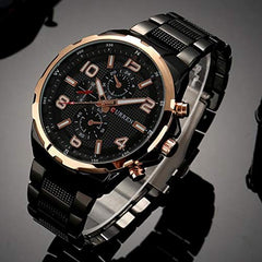 CURREN 8276 Original Men's Sports Waterproof Stainless Steel Quartz Wrist Watch (Black Gold)