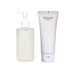 Whamisa Deep Double Cleanse Duo: Organic Flowers Cleansing Oil and Foam Cleansing Cream Bundle